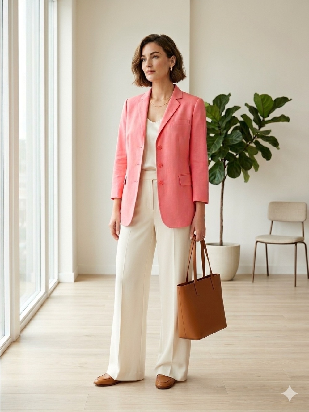 AKRIS Punto Coral Pink Cotton Blazer - US 12